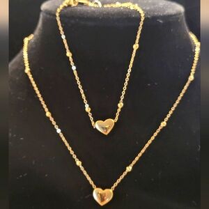 18k Over Stainless Steel Heart Necklace & Bracelet